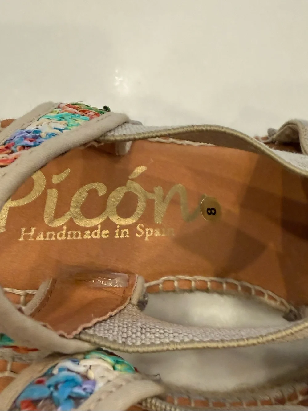 Picon Women’s Multi Color Wedge Espadrilles Handmade Sz 8 NEW